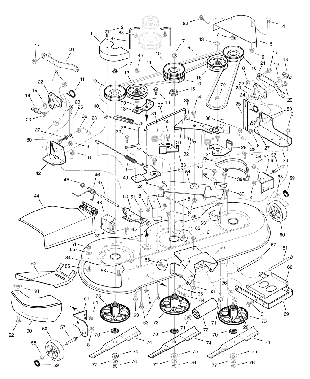 Mower Housing Diagram and Parts List for 7800306-465624X78B 2008 Briggs and Stratton Lawn Tractor